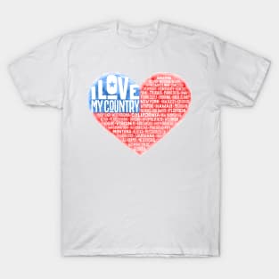 heart watercolor USA T-Shirt